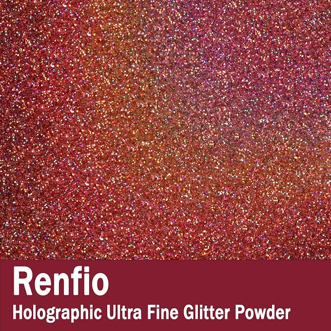 Renfio Holographic Ultra Fine Glitter Powder Metallic Resin Glitter 2.11 Oz PET - Image 2
