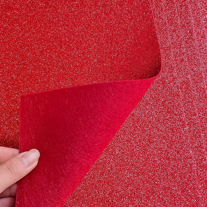 Jtnohx Glitter Felt Fabric, 8 x12 inches Felt Square Glitter - Image 3