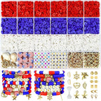 Redtwo 4th of July Red White and Blue Clay Beads Bracelet Making Kit by Redtwo