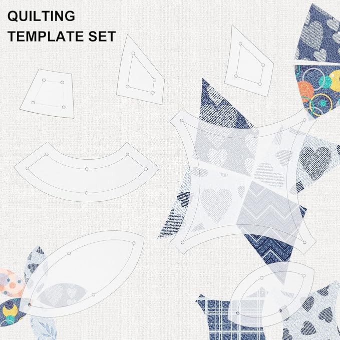BENECREAT 7 Shapes Double Wedding Ring Acrylic Quilting Template, Transparent - Image 3