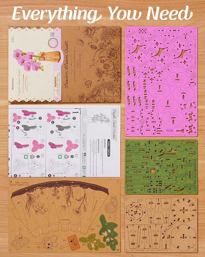 rowood 3D Wooden Puzzles for Adults, DIY Artifical Flower Botanical Collection - Image 7