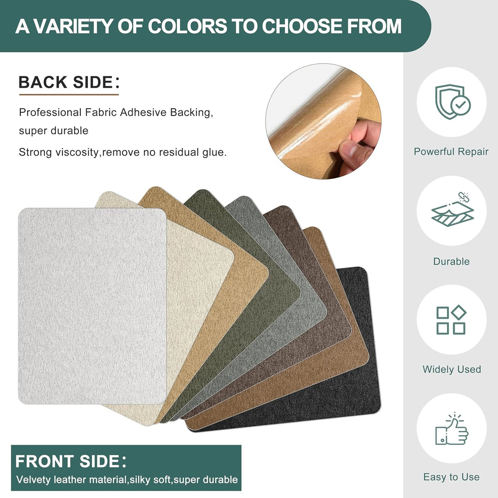 Azobur Couch Patch Repair Fabric,Microfiber Fabric, Self-Adhesive, for Sofa Repair and Upholstery, 2 Pieces, 9.5 x 11 inches (Light Gray)