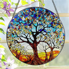 Stained Glass Window Hanging, LAOWEIKI 8'' Tree of Life Suncatcher, Stained by Unknown