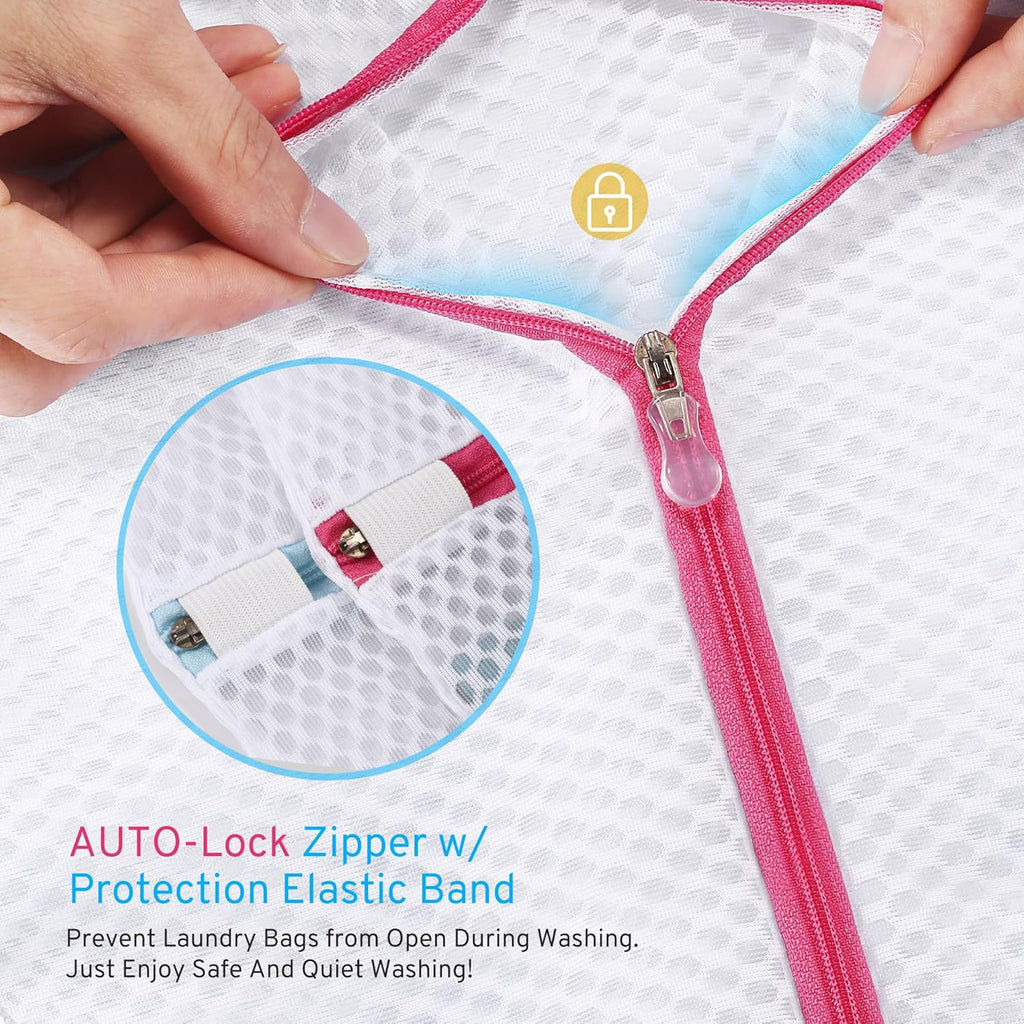 2nd Gen Honeycomb Mesh Laundry Bags for Delicates, Lingerie Bags for Washing Delicates, Travel Storage Organize Bag, Clothing Washing Bags for Blouse, Bra, Hosiery, Underwear and More(3 Pcs, 1L,1M,1S)