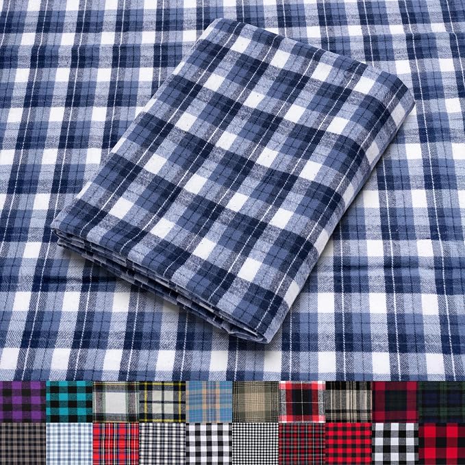 Pico Textiles 6 Yards Bolt Blue Tartan Plaid Flannel Fabric by PicoTextiles