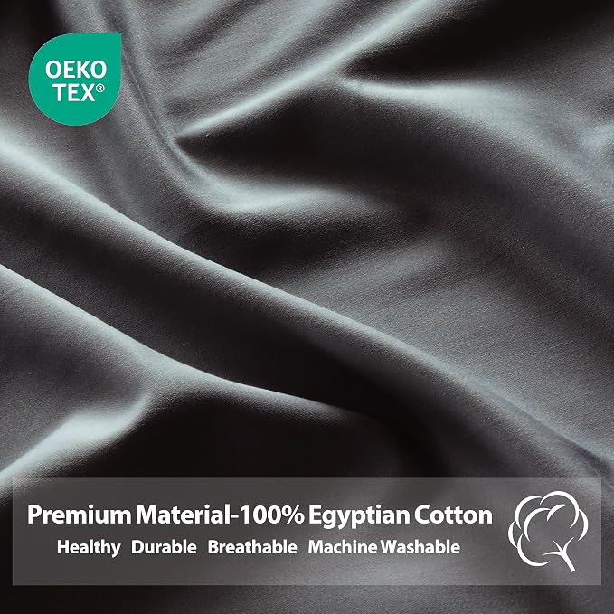 Twin XL Size Fitted Sheet Only Dark Grey, 100% Egyptian Cotton 600 Thread Count - Image 4