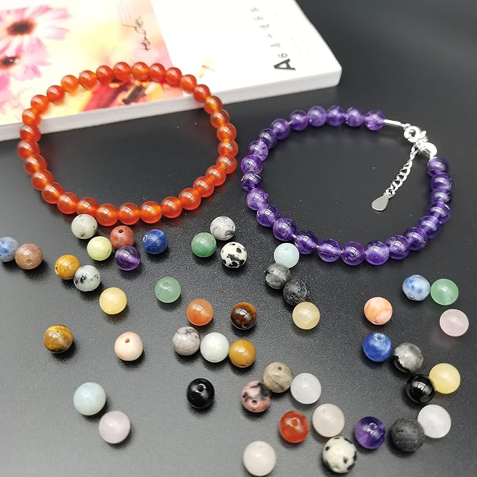 1200pcs 6mm Natural Gemstone Beads Crystal Bracelet Jewelry Making Kit | - Image 4