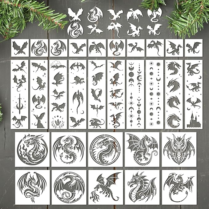 Keluna Dragon Stencils for Painting by KelunaPaintingStencils