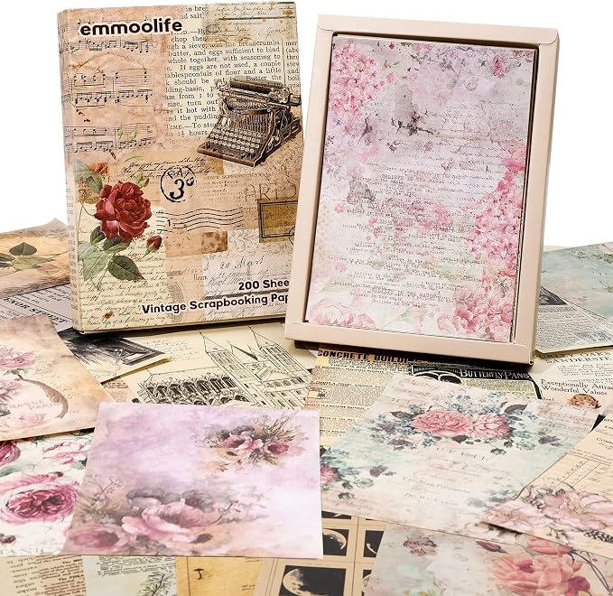 200 Sheets of Vintage Scrapbook Paper, Journaling Scrapbooking Supplies Craft - Image 8
