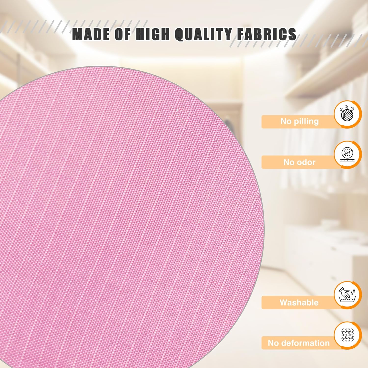 Hanging Closet Organizer and Storage 3-Shelf, Easy Mount Foldable Hanging Closet Wardrobe Storage Shelves, Clothes Handbag Shoes Accessories Storage, Washable Oxford Cloth Fabric, Pink