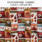 Patchwork Floral Cotton Fabric Panel 61 x 36.6 Inches, Vintage Quilt Style - Image 2