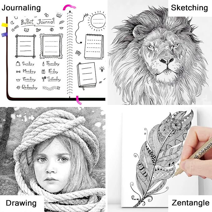 Muchcute Micro Fineliner Drawing Art Pens: 16 Black Fine Line Waterproof Ink - Image 6