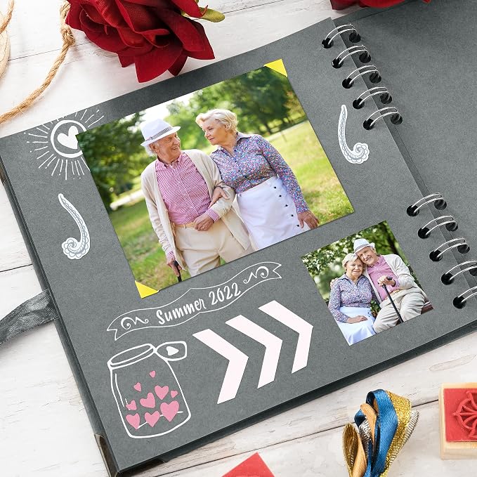 Bstorify Square Scrapbook Photo Albums 7 x 7 Inch Grey Hardcover - Image 7