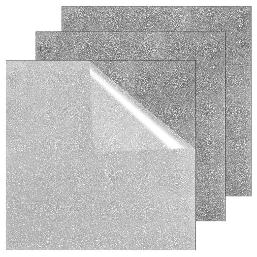 3 Pcs Glitter Silver Glossy Acrylic Sheets, 7.87 x 7.87 x 1/10 Inch Laser by Frddiud