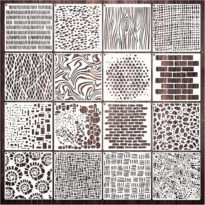 Cubist Stencils for Crafts Reusable 6 X 6 Inch Texture Mixed Media Burlap Art by Yanroom