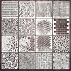 Cubist Stencils for Crafts Reusable 6 X 6 Inch Texture Mixed Media Burlap Art by Yanroom