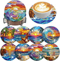 8 PCS Diamond Art Coasters Kits Sunset Beach Diamond Painting Coaster | Diamond by Benjenes
