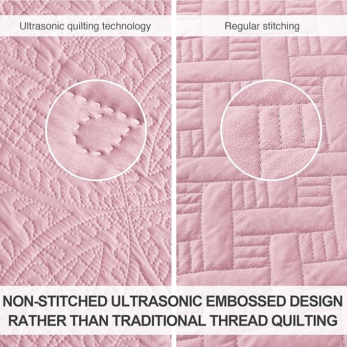Love's cabin Twin Quilt Set Pink Bedspreads - Image 3