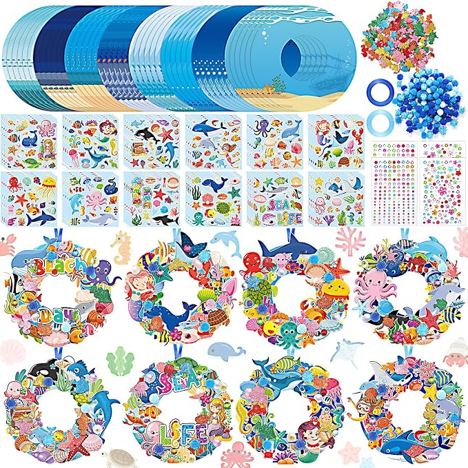 Hollowfly 48 Sets Summer Ocean Wreath Craft Kits DIY Under The Sea Wreath by Hollowfly