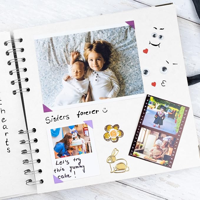 Bstorify Square Scrapbook Photo Albums 60 Pages White Thick Paper, Metal Corners - Image 5