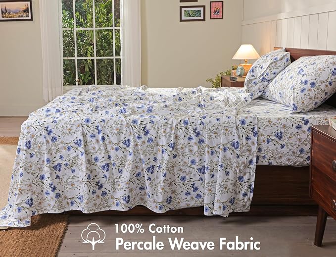 RUVANTI 100% Cotton Sheets – Full Size Percale Bedding, Cooling & Breathable - Image 2