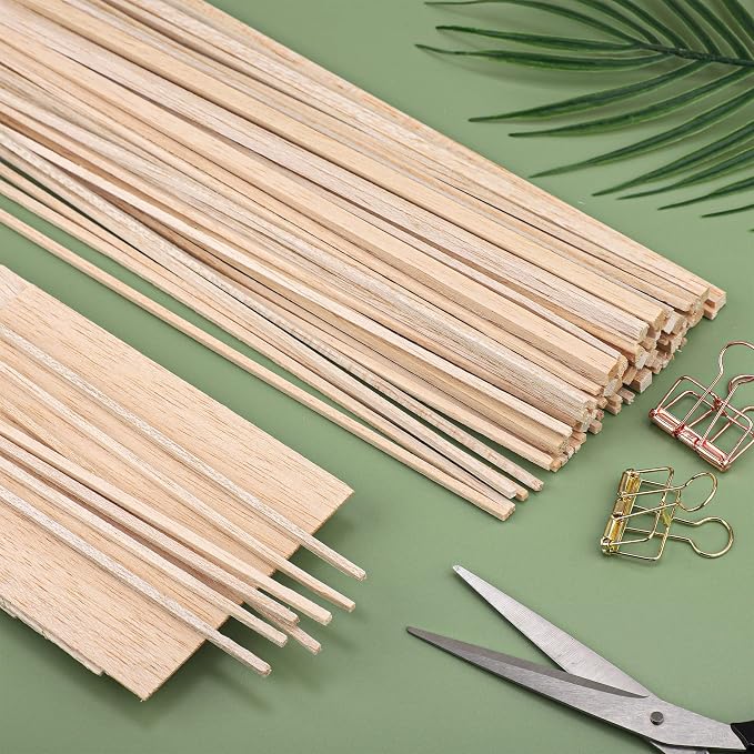 150 Pieces Balsa Wood Sticks Hardwood Square Wooden Craft Dowel Rods Unfinished - Image 6