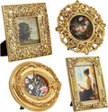 Qunclay Vintage Mini Picture Frames Set of 4, Round Rectangle Ornate Small by Qunclay