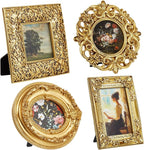 Qunclay Vintage Mini Picture Frames Set of 4, Round Rectangle Ornate Small by Qunclay