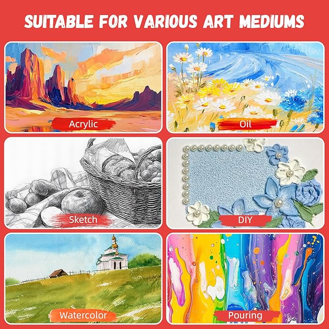 Simetufy 4 x 6 inch 12 Pack Small Painting Canvas Boards- Gesso Primed | - Image 8
