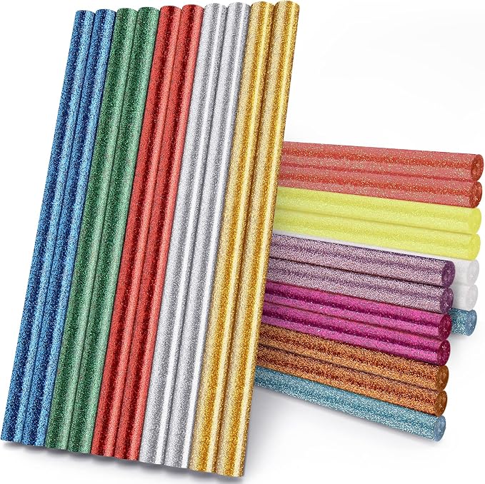 Glitter Hot Glue Sticks Full Size, Manarty 8" Long x 0.43" Dia Color Hot Melt by Manarty