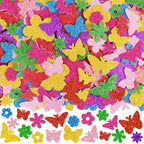 448 Pcs Glitter Foam Stickers, Butterfly & Flower Shapes Stickers, 7 Sheets by Unknown