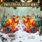 2D Flat Faux Stained Glass Turtle Acrylic Christmas Ornament, Sea Turtle - Image 7