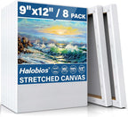 Halobios Stretched Canvases for Painting, 8 Packs 9X12 Inch Canvases for by Halobios