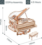 ROKR 3D Wooden Puzzles for Adults 223pcs Piano Model Kit 1:20 Scale Building - Image 7