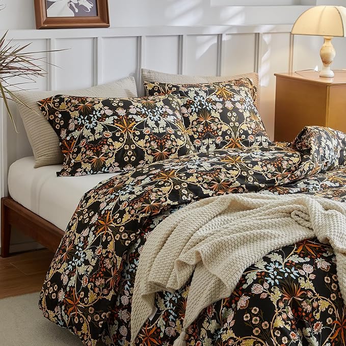 mixinni Duvet Cover Full Size, Cotton Percale Farmhouse Bedding Sets Soft - Image 2
