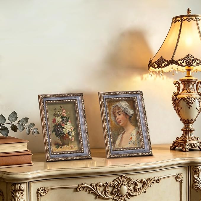 eletecpro 4x6 Vintage Picture Frame, Glass Cover, Horizontal or Vertical - Image 7