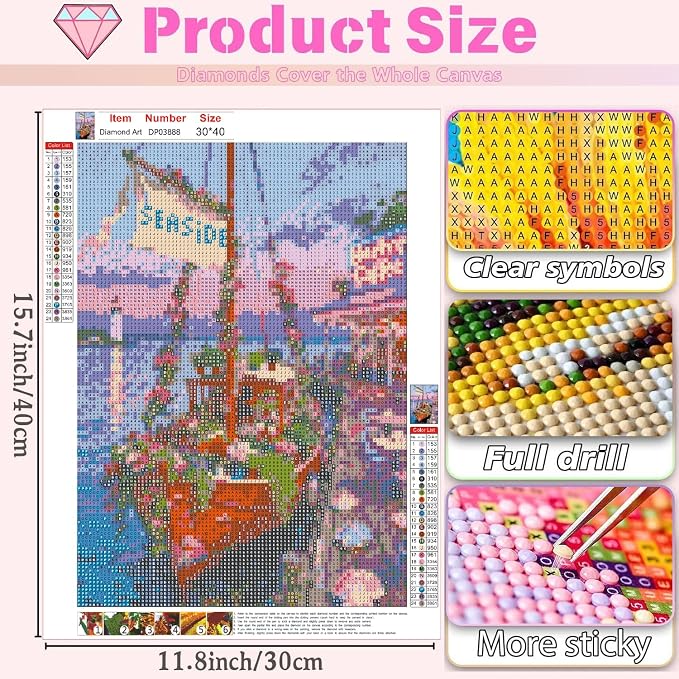 WUDWL Diamond Art Kits for Adults Beginner, DIY Seaside Scenery Painting - Image 4
