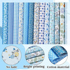 HunnmingRe 20 Pcs 10''x10'' Blue Flower Quilting Fabric Square Spring Floral - Image 3