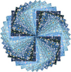 HANPATQUI 50PCS 5 x 5 inch Blue Printed 100% Cotton Fat Quarters Fabric by HANPATQUI