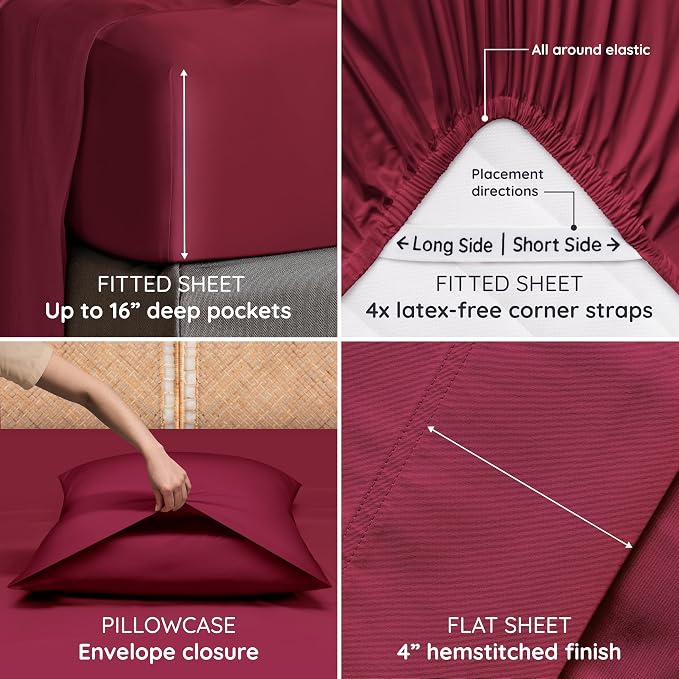 Bambaw 100% Viscose Derived from Bamboo Sheets King Set – 6pcs Set of Cooling - Image 5
