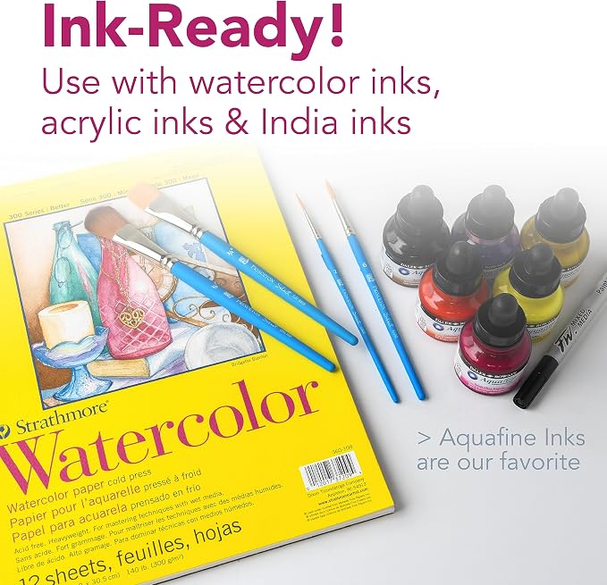 Strathmore 300 Series Wire Bound Watercolor Pad, 140 lb. Cold Press, 11 X 15 - Image 4
