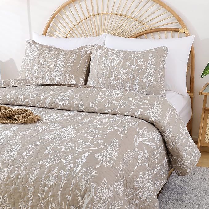 JANZAA Quilts Queen Size Oatmeal Bed Spread - Image 6
