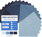 Iron on Patches for Clothes, 20 Pieces Denim Patches for Inside Jeans 3.7" by by ForABetterHomeLife