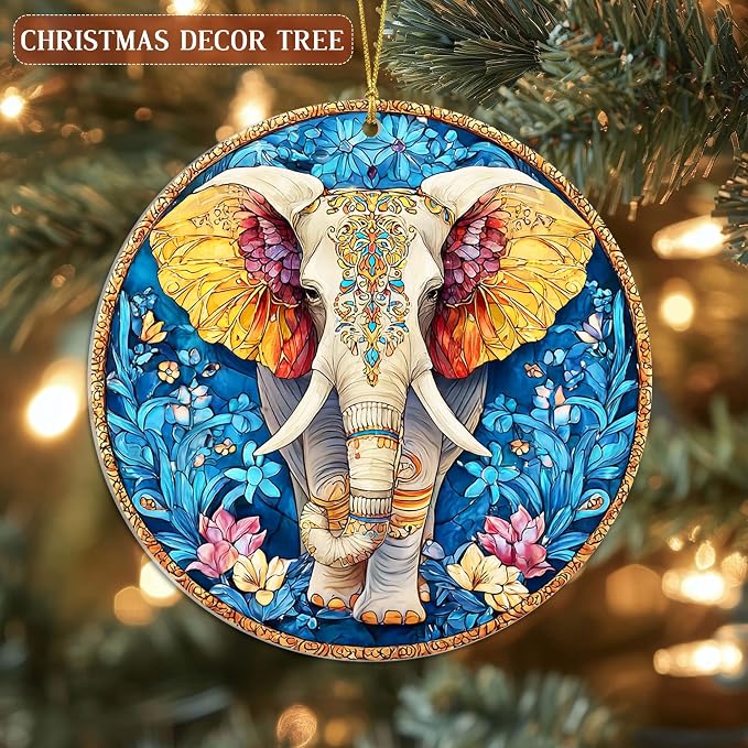Elephant Christmas Acrylic Ornament, Elephant Christmas Ornaments, Gift - Image 3