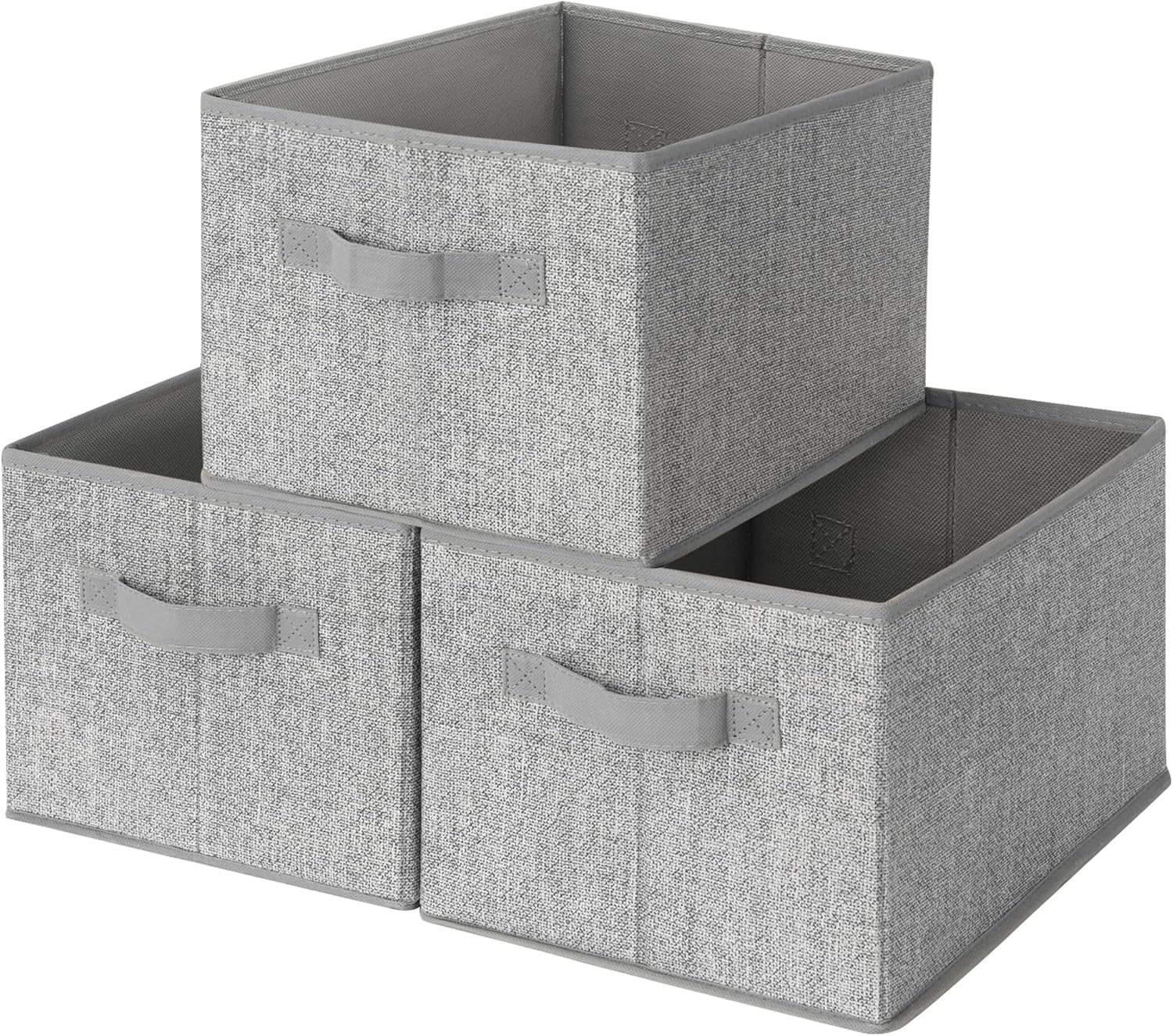 GRANNY SAYS Storage Baskets for Shelves, Fabric Storage Bins with Handles, Collapsible Storage Boxes, Closet Storage Bins, Organizers and Storage, Gray, Large, 3-Pack