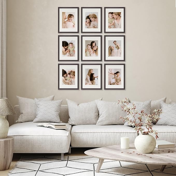 Sheffield Home 9 Piece Gallery Wall Frame Set, 11x14 Inch, Dark Oak - Image 2