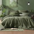 Monbix Super King Plus Comforter Set, Olive Green Cationic Dyeing Bedding Set by Monbix