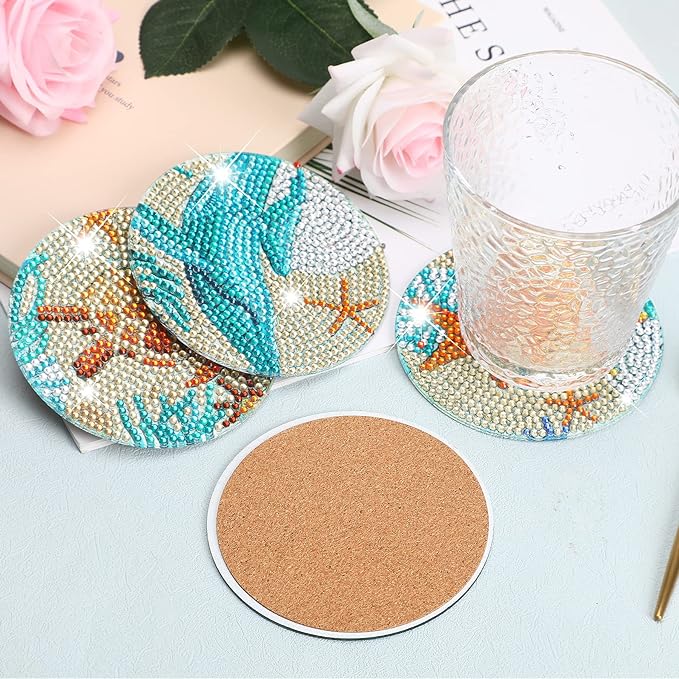 UPINS Ocean Diamond Art Painting Coaster Kit, Non Slip Coaster Art Supplies - Image 4