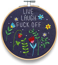 FUNATIC Live Laugh F Off Embroidery Kit | Funny Beginner Needle Work Starter Set by FUNATIC