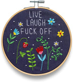 FUNATIC Live Laugh F Off Embroidery Kit | Funny Beginner Needle Work Starter Set by FUNATIC